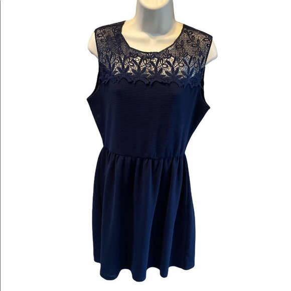 Soprano Navy Blue Lace Detail Tank Dress Women’s Size Large - Picture 1 of 11